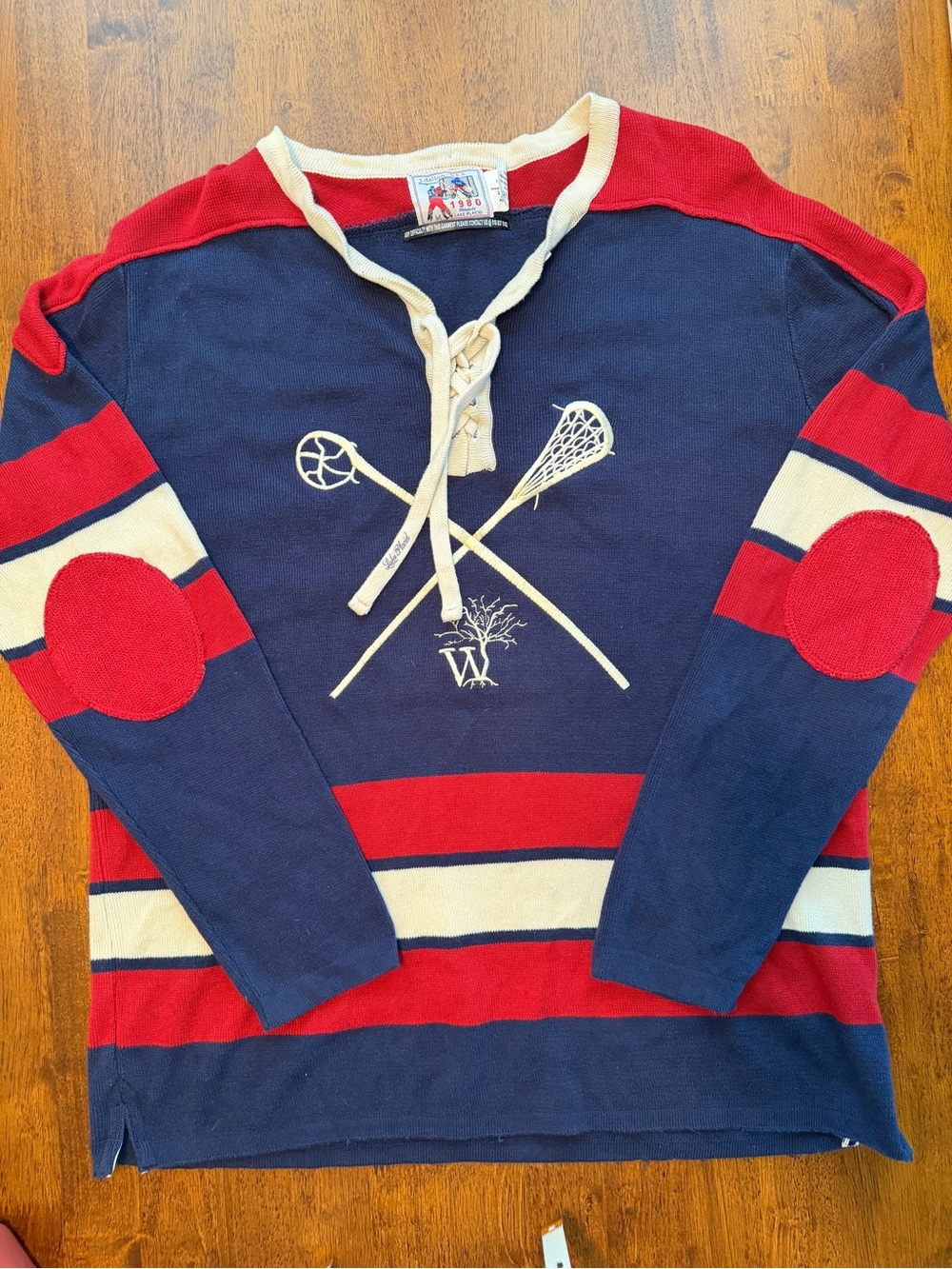 T. Dalton USA Vintage 1980 Miracle Lake Placid Lace-Up Hockey Sweater